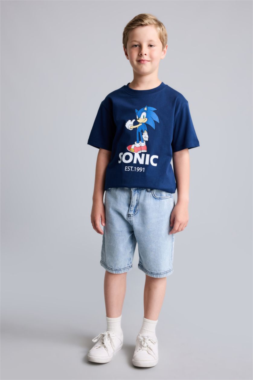 Young Boys - Teen Boys NAVY New Regular Fit Sonic the Hedgehog Short Sleeve T-Shirt