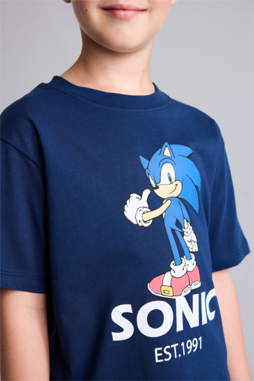 Young Boys - Teen Boys NAVY New Regular Fit Sonic the Hedgehog Short Sleeve T-Shirt