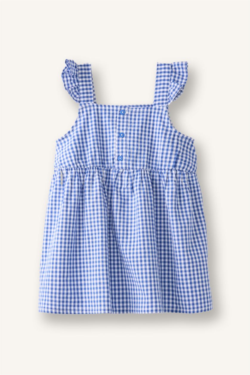 Baby Girls Sax Gingham Strappy Woven Dress