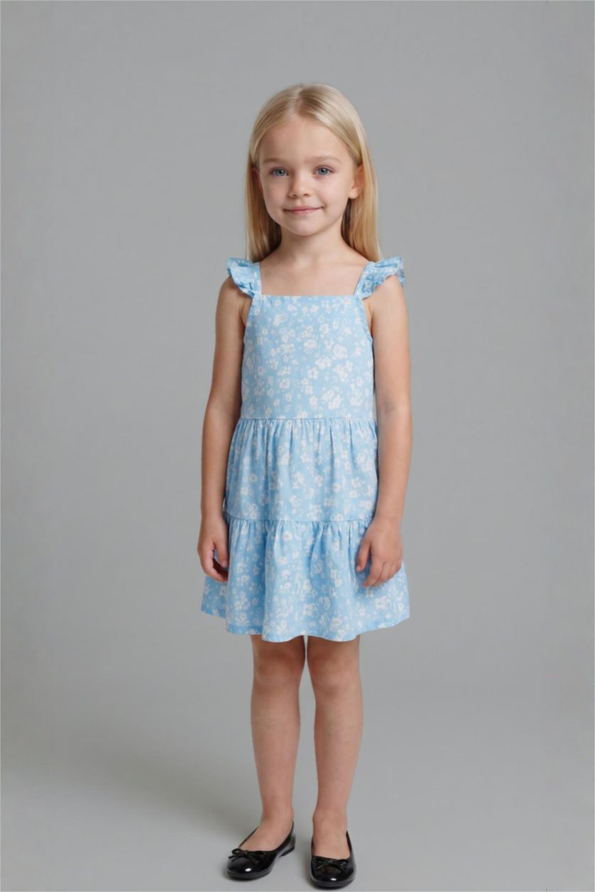 Baby Girls Blue Strappy Woven Dress