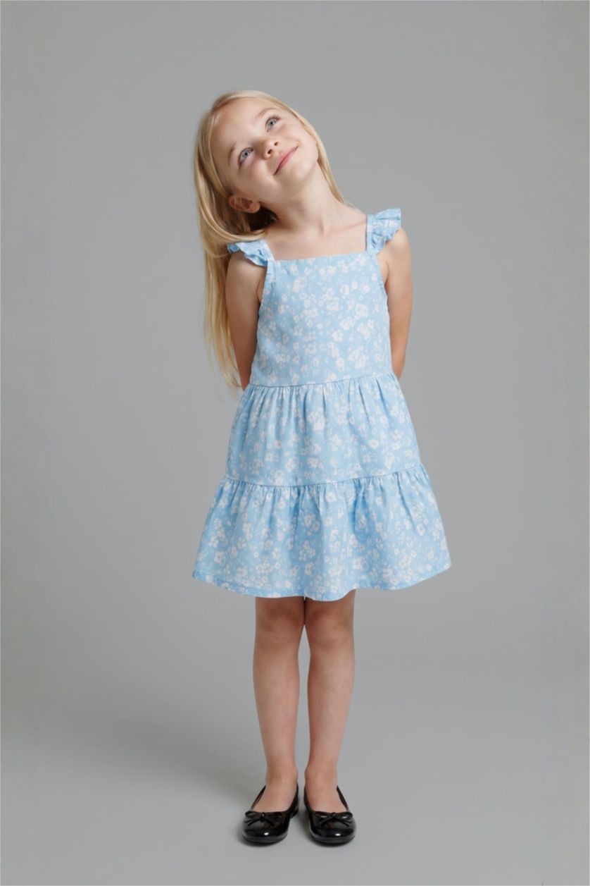 Baby Girls Blue Strappy Woven Dress