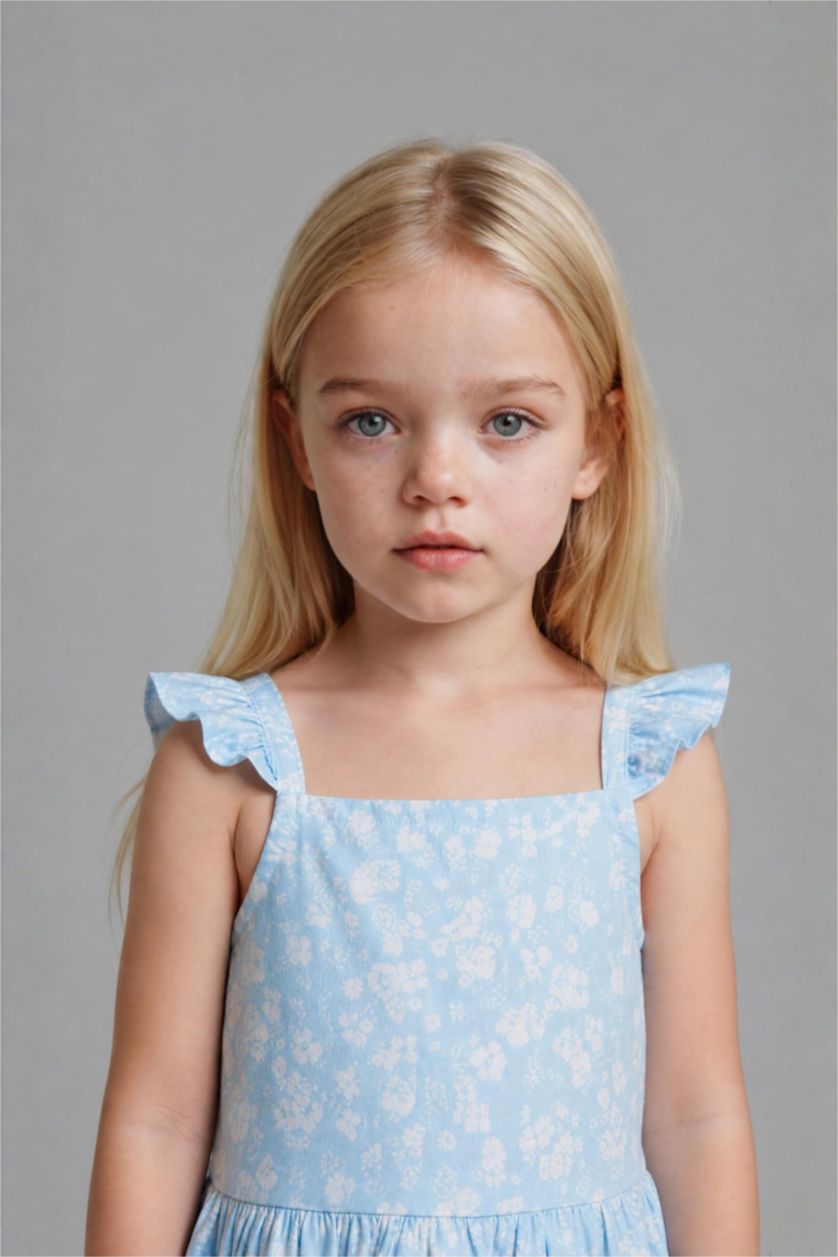 Baby Girls Blue Strappy Woven Dress