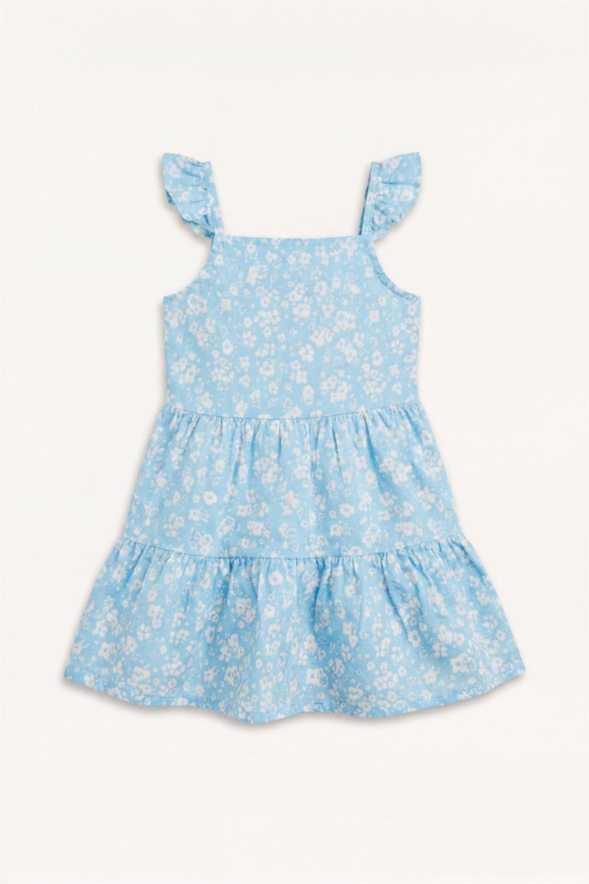 Baby Girls Blue Strappy Woven Dress