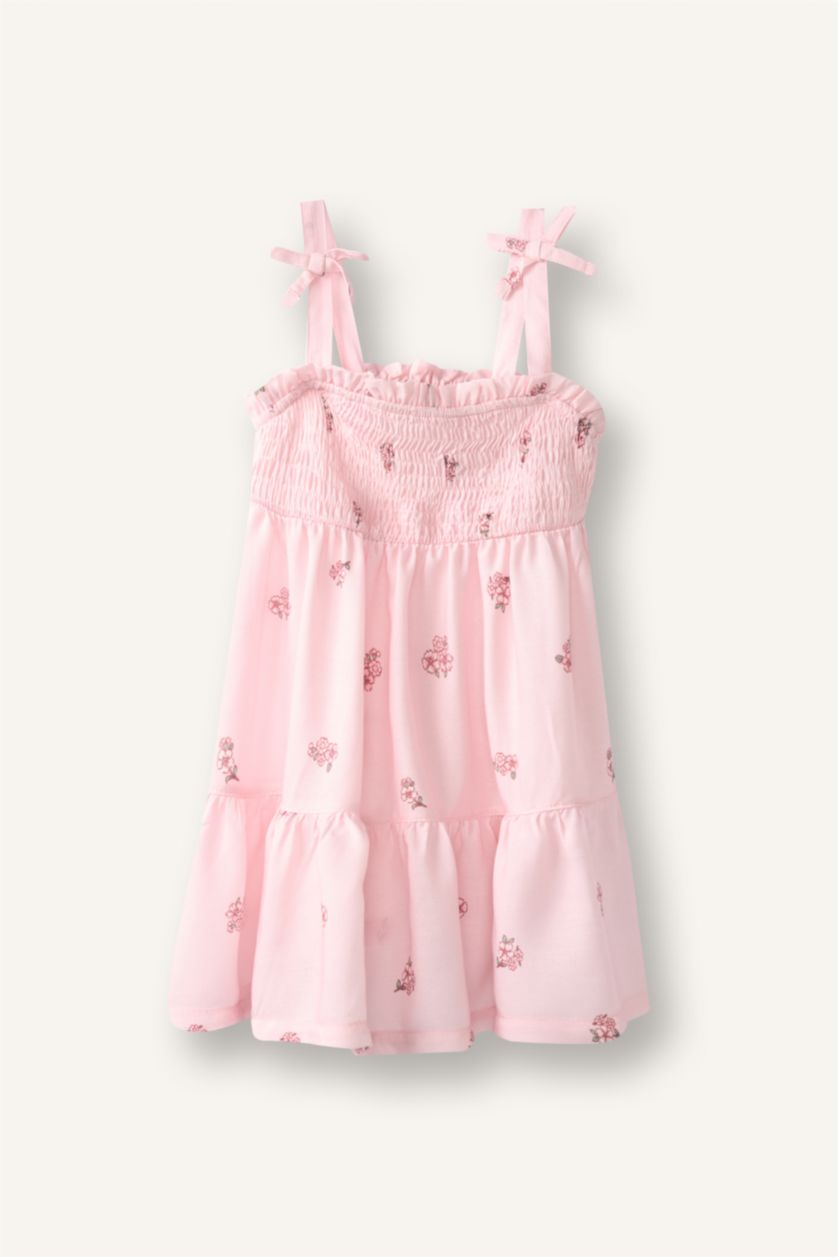 Kız Bebek Açık Pembe Çiçekli Elbise Kız Bebek