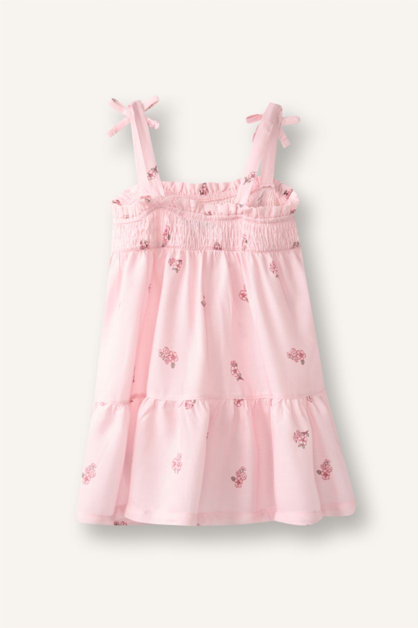 Kız Bebek Açık Pembe Çiçekli Elbise Kız Bebek