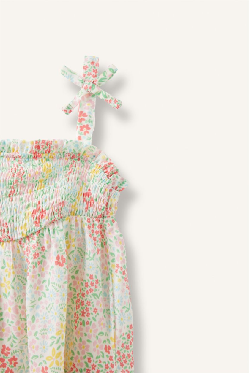 BABY GIRL White Floral Strappy Woven Dress