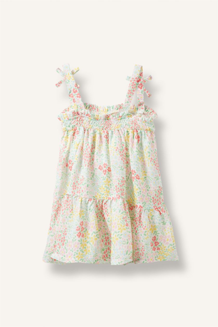 BABY GIRL White Floral Strappy Woven Dress