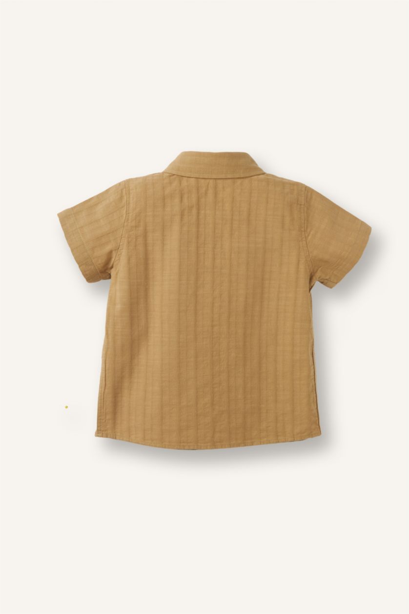 Baby Boys Beige Regular Fit Short Sleeve Shirt