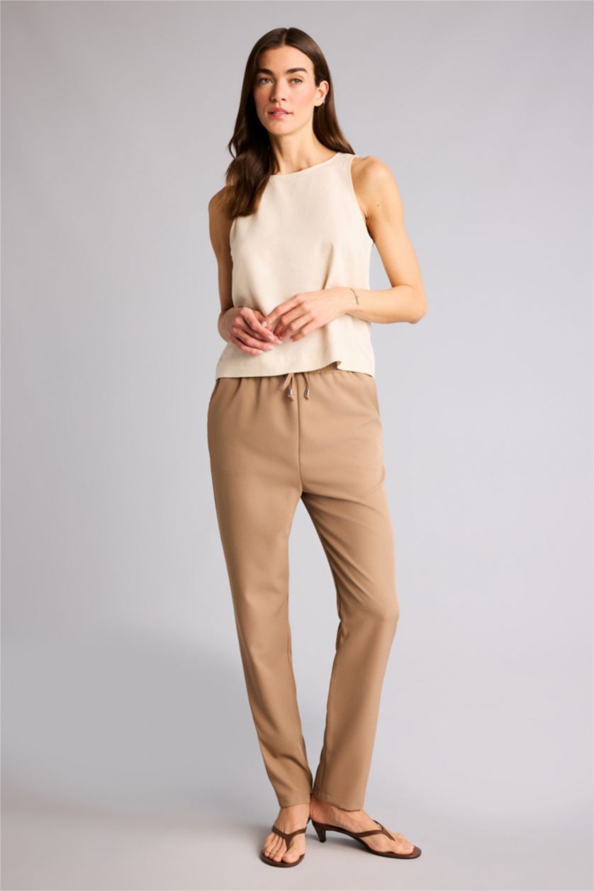 Kadın Vizon Slım Fıt Yüksek Bel Jogger Paça Pantolon