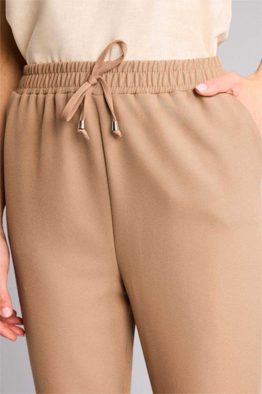 Kadın Vizon Slım Fıt Yüksek Bel Jogger Paça Pantolon