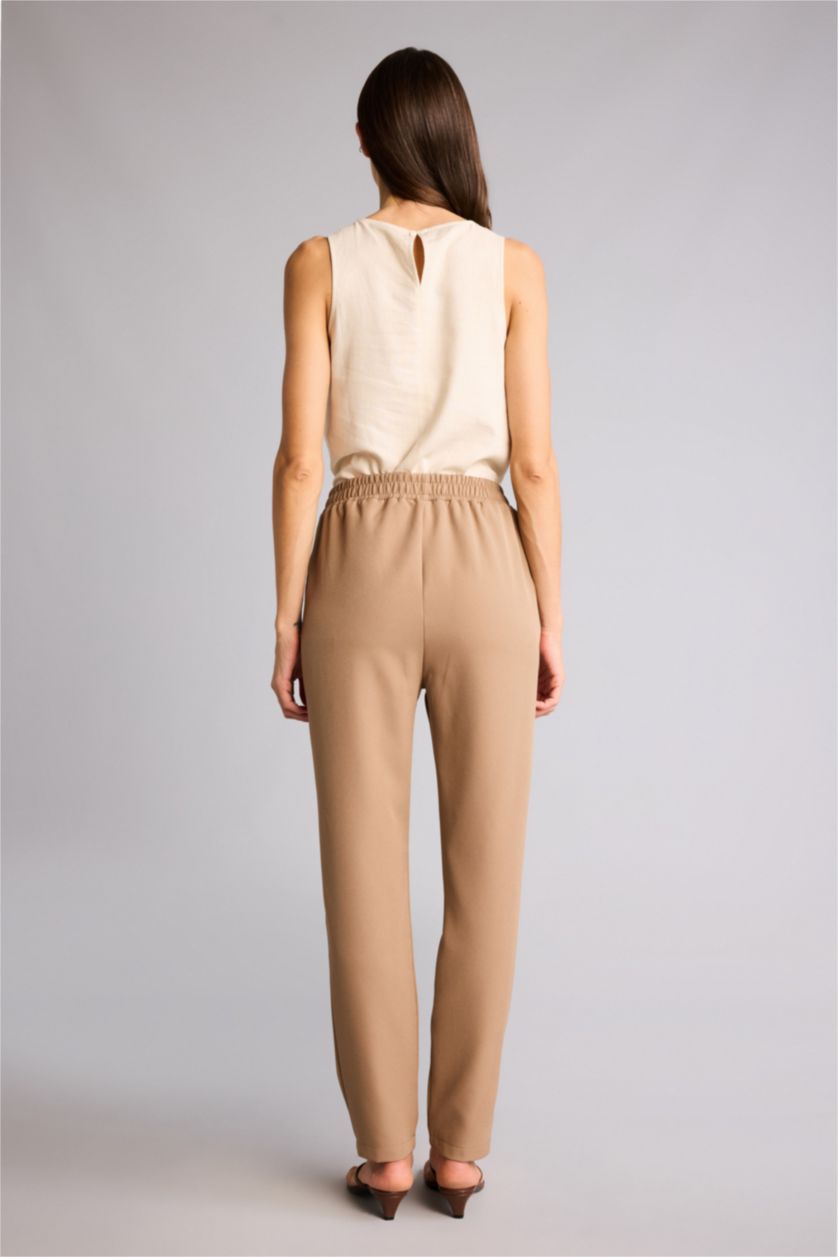 Kadın Vizon Slım Fıt Yüksek Bel Jogger Paça Pantolon