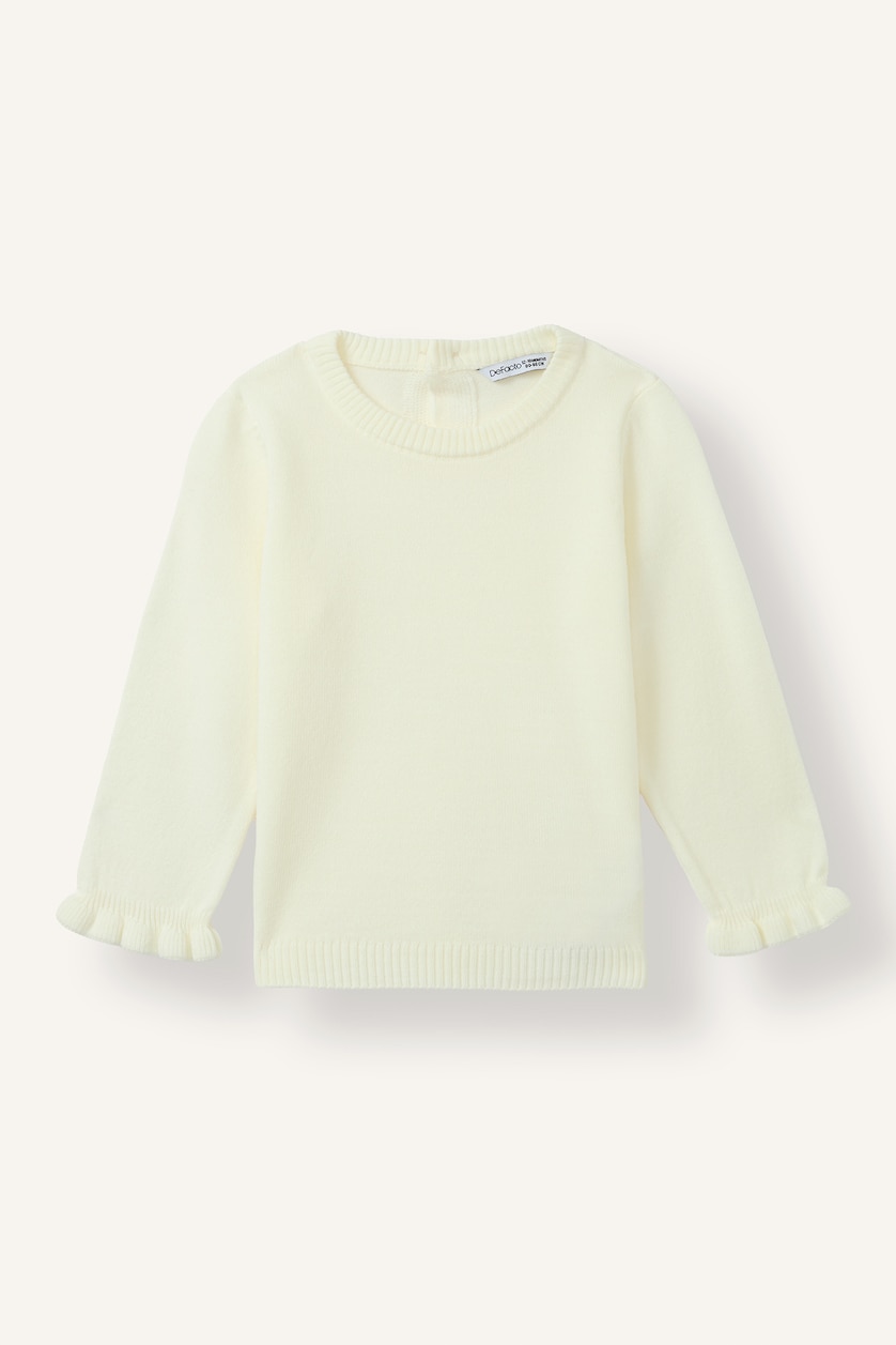Kız Bebek Ekru Oversize Bisiklet Yaka Triko