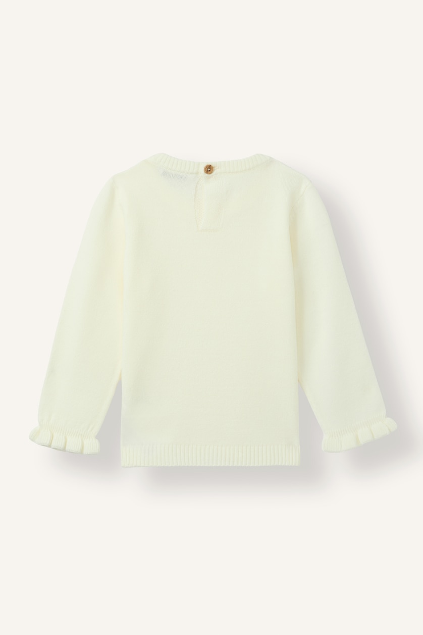 Kız Bebek Ekru Oversize Bisiklet Yaka Triko