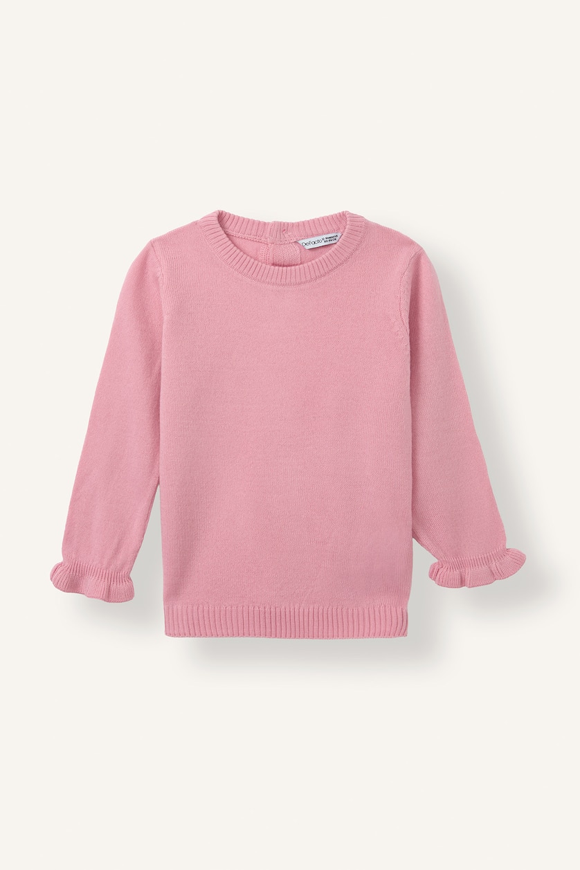 Kız Bebek Koyu Pembe Oversize Bisiklet Yaka Triko