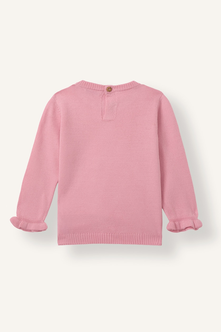 Kız Bebek Koyu Pembe Oversize Bisiklet Yaka Triko