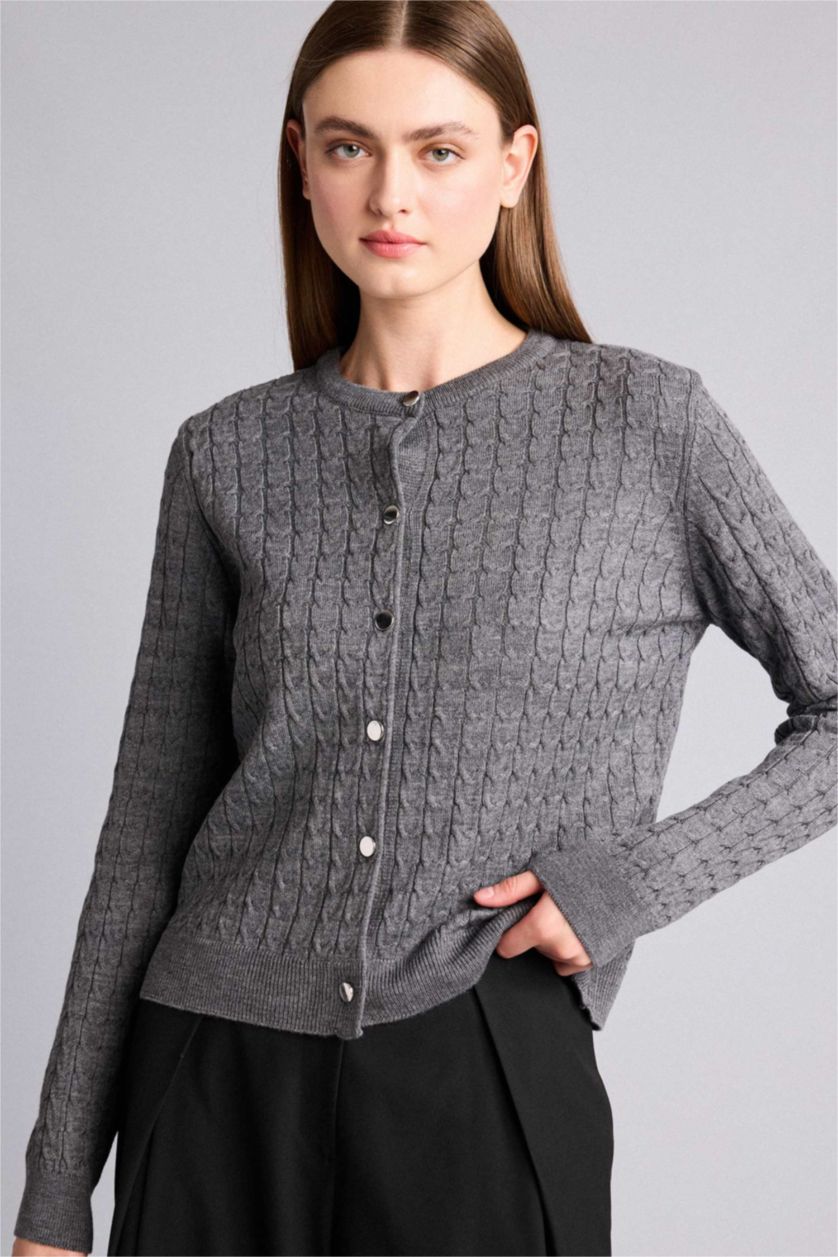 Women Anthracite Regular Fit Cardigan