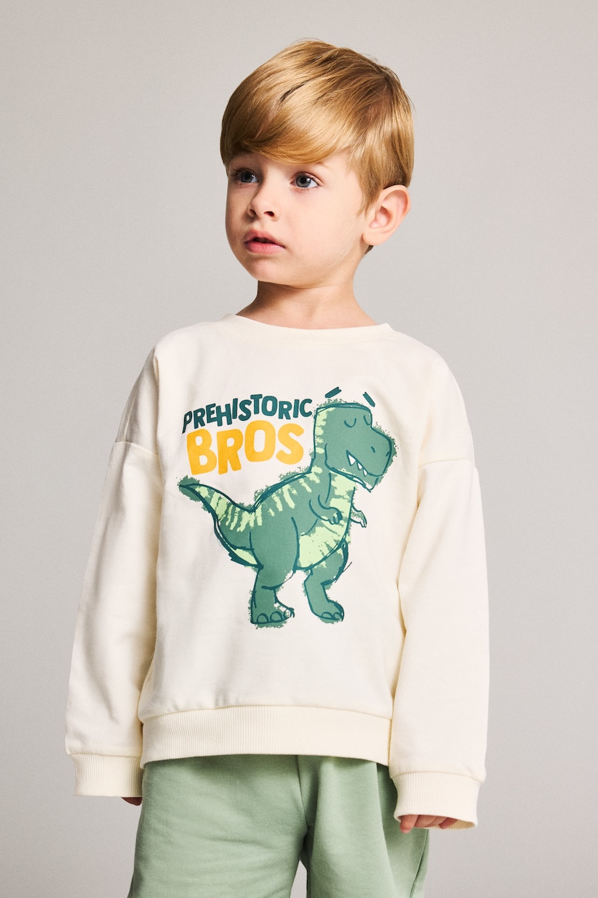 Baby Boys Ecru Baby Boy 100% Cotton Sweatshirt Sweatpants 2 Piece Set