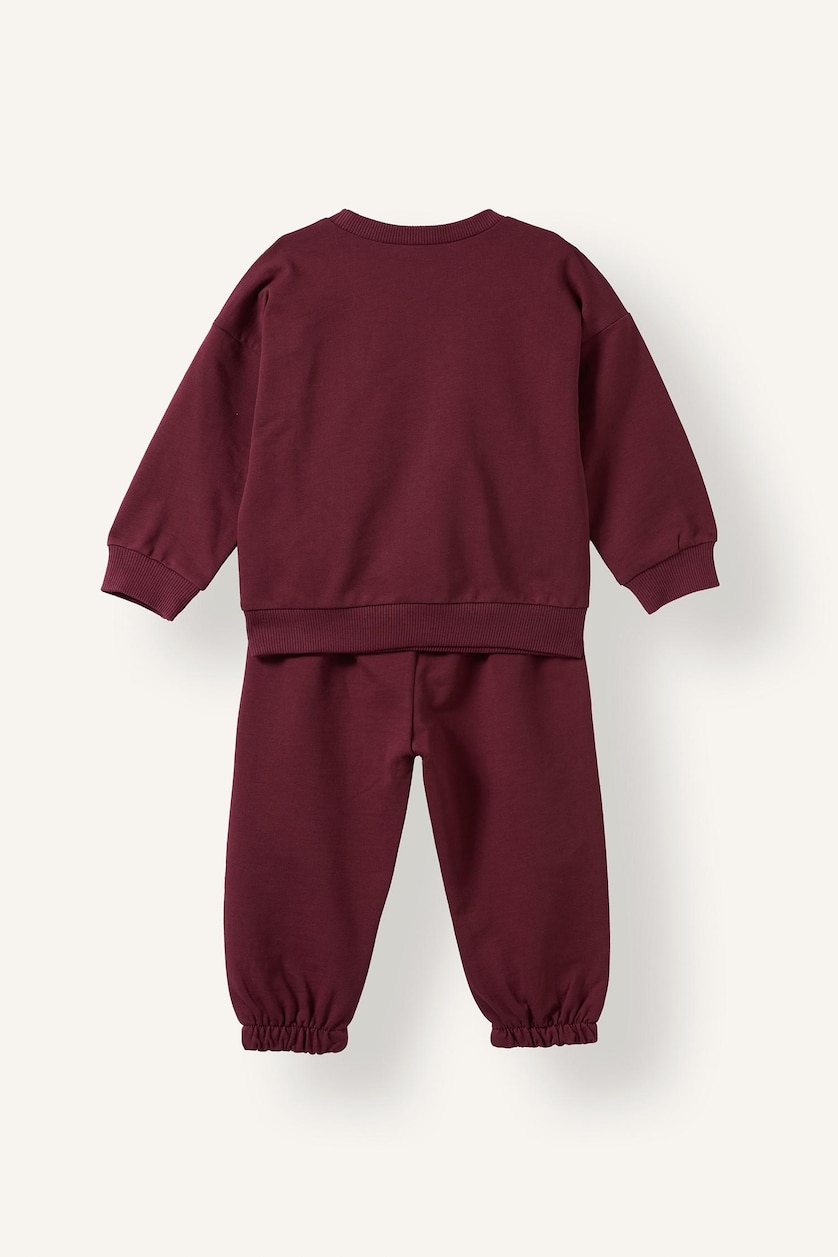 Baby Boys Bordeaux 2 piece Regular Fit Crew Neck Slogan Set