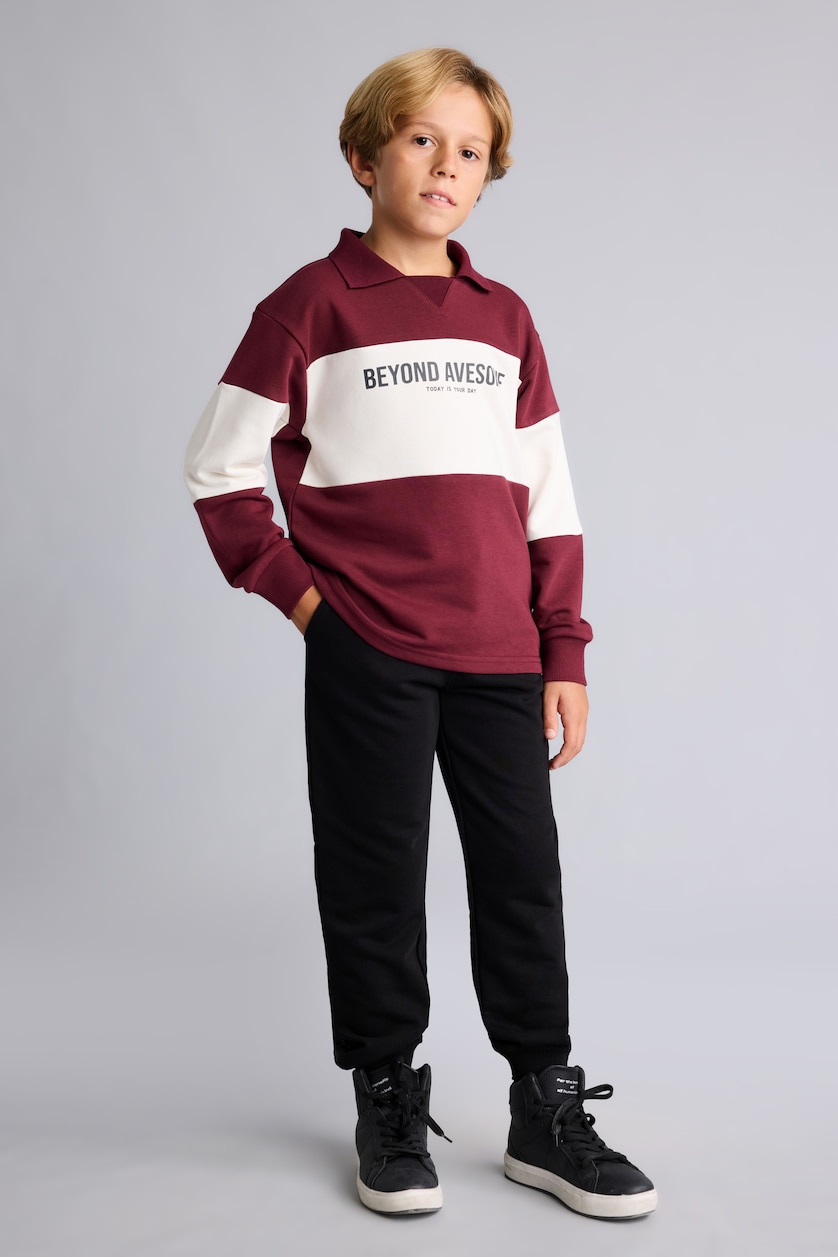 Young Boys - Teen Boys Bordeaux 2 piece Regular Fit Shirt Collar Set