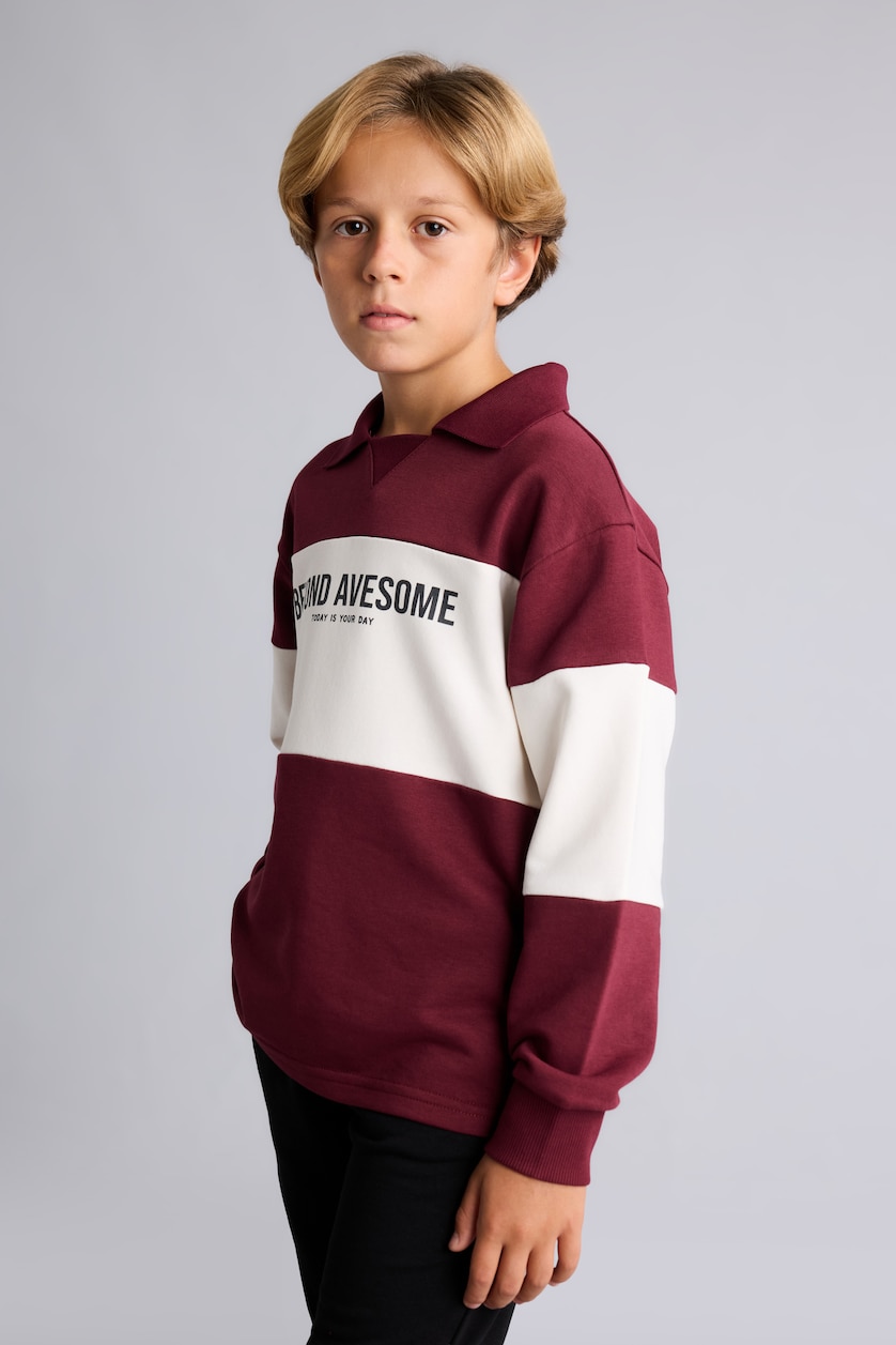 Young Boys - Teen Boys Bordeaux 2 piece Regular Fit Shirt Collar Set