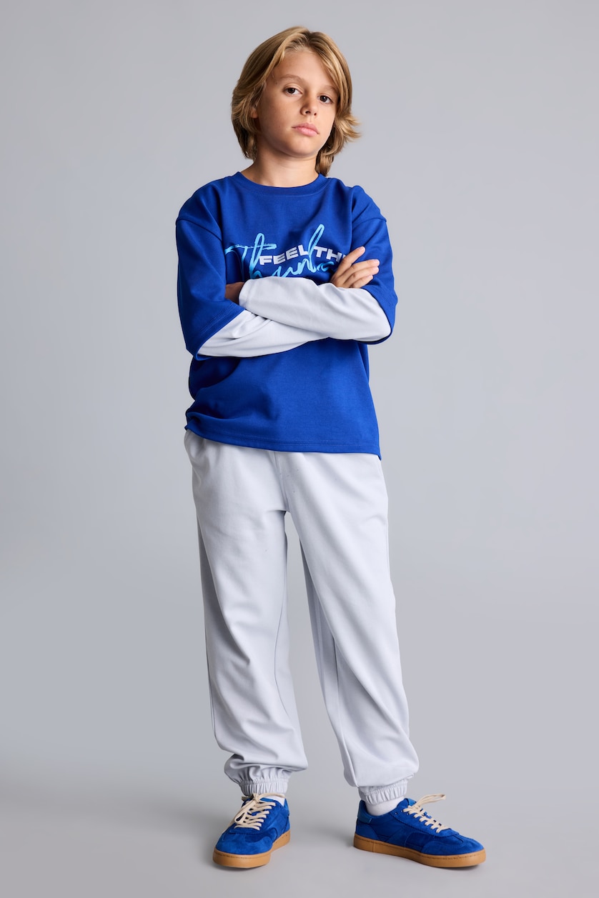 Young Boys - Teen Boys Sax 2 piece Regular Fit Crew Neck Slogan Set