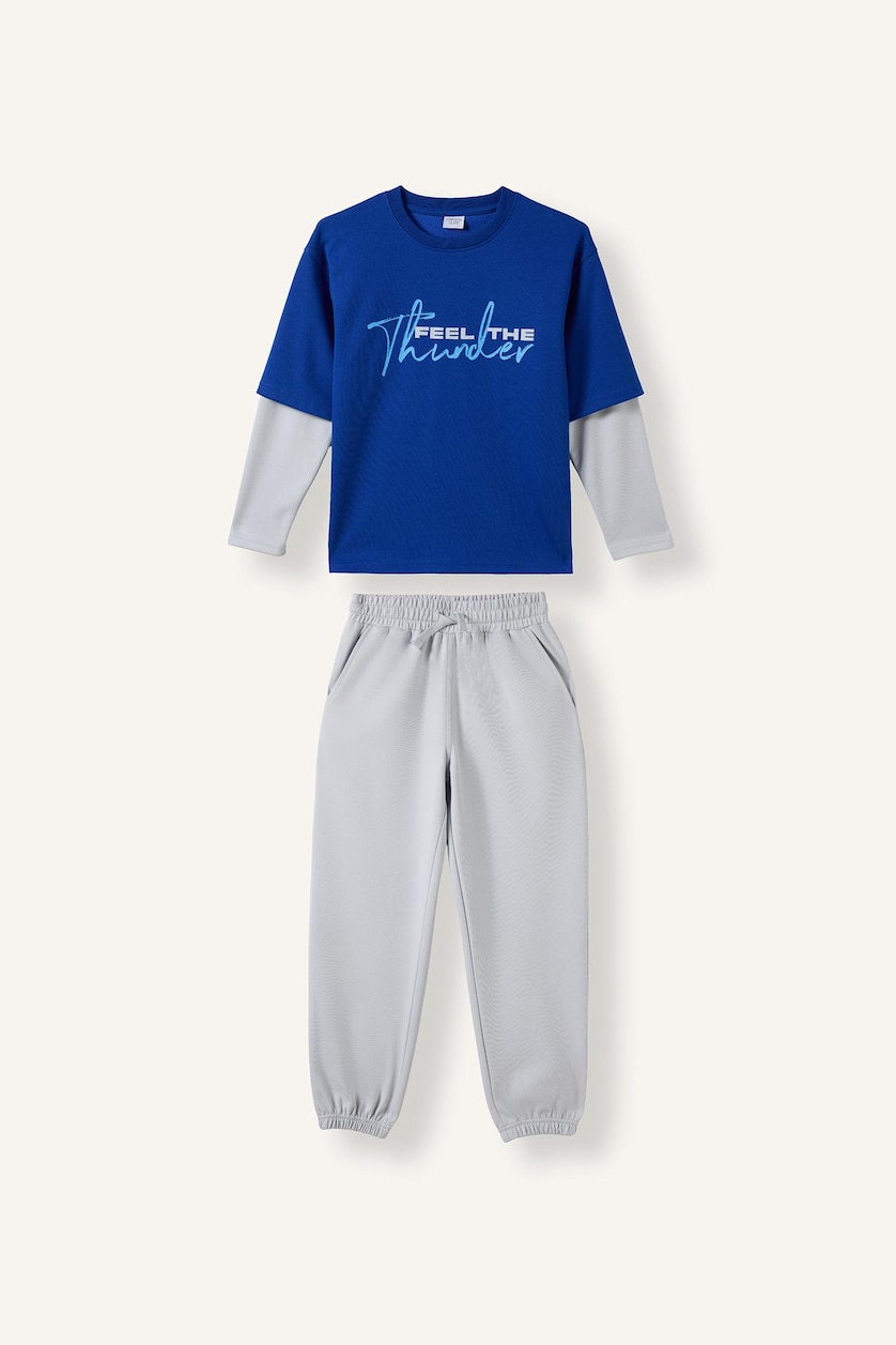 Young Boys - Teen Boys Sax 2 piece Regular Fit Crew Neck Slogan Set