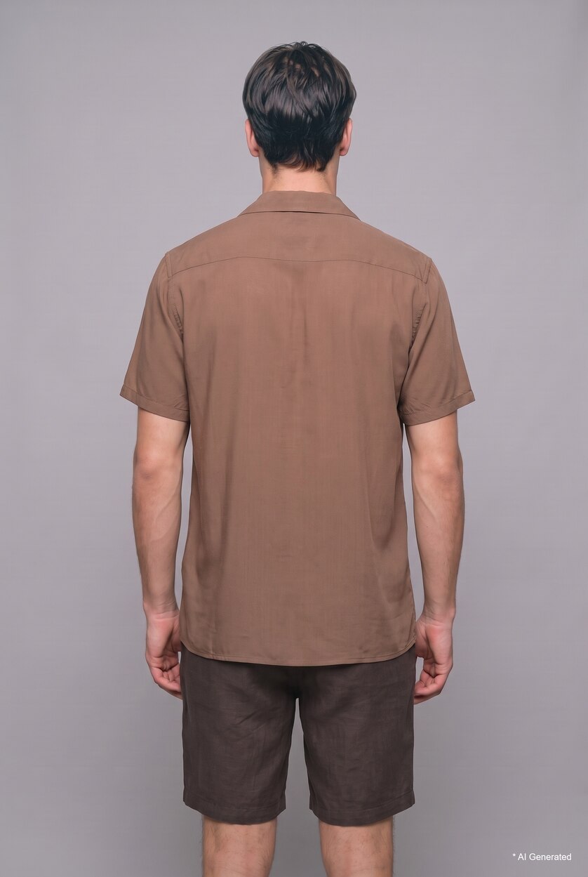 Man Brown Short Sleeve Shirt
