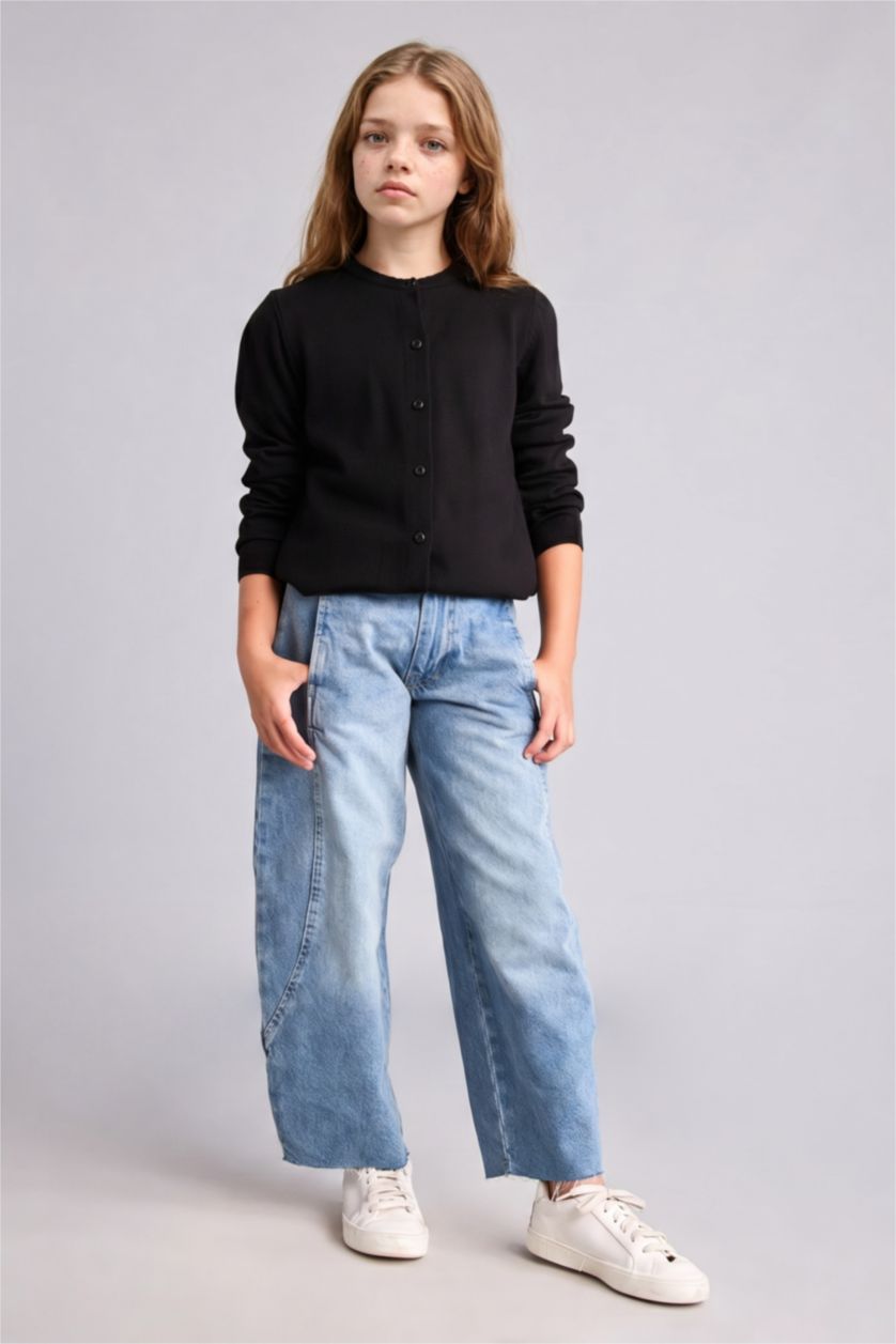 Young Girls - Teen Girls Black Regular Fit Cardigan