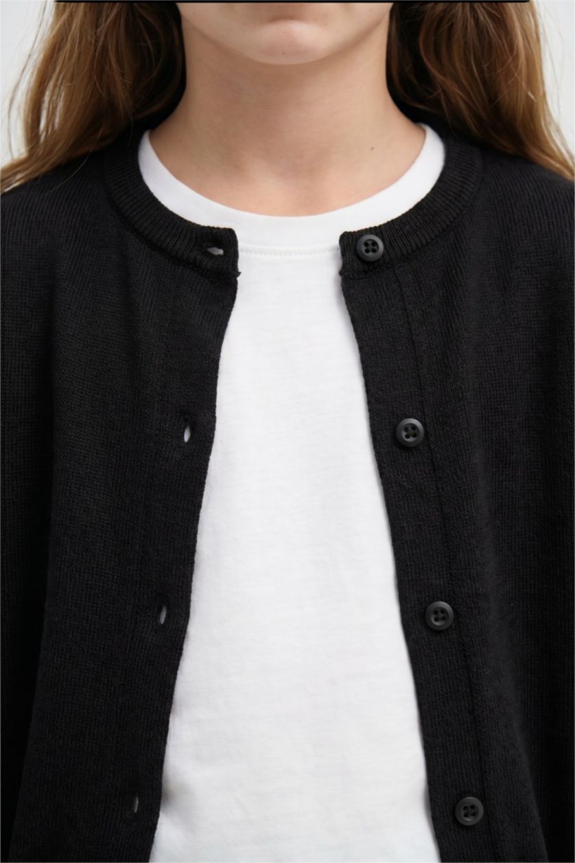 Young Girls - Teen Girls Black Regular Fit Cardigan