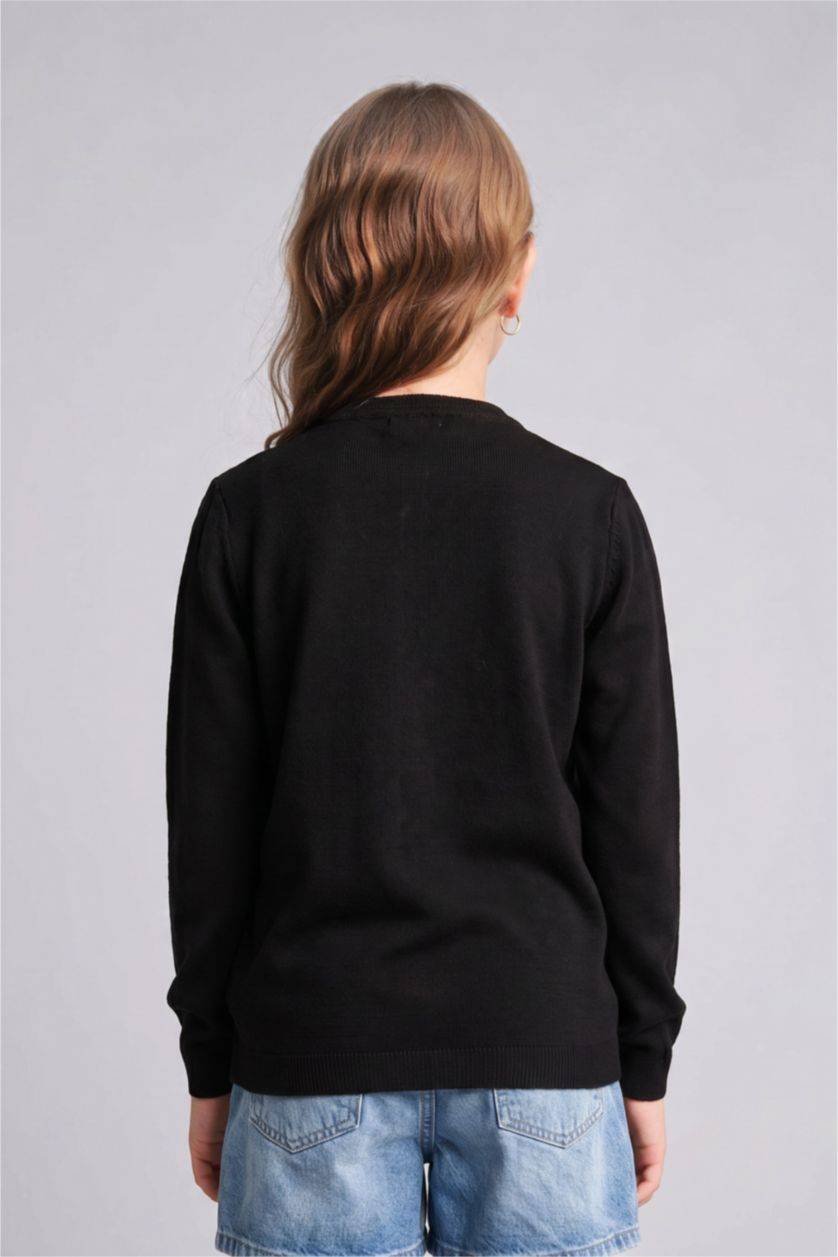 Young Girls - Teen Girls Black Regular Fit Cardigan
