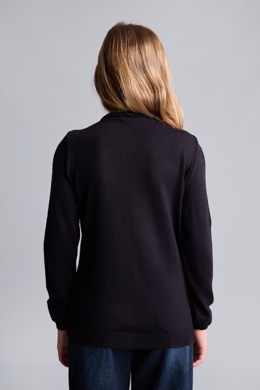 FILLES Marin Cardigan bleu marine à col rond et manches longues pour fille