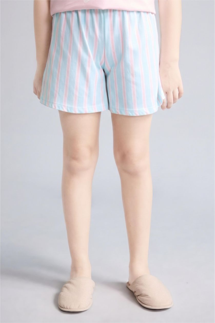 Kız Çocuk - Genç Kız Açık Pembe %100 Pamuk Lilo & Stitch Relaxed Fit 2'Li Pijama Takım Kız Çocuk