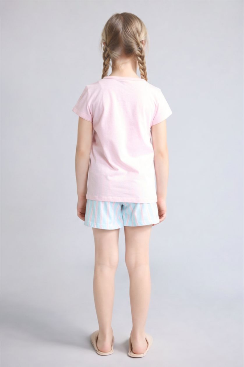 Kız Çocuk - Genç Kız Açık Pembe %100 Pamuk Lilo & Stitch Relaxed Fit 2'Li Pijama Takım Kız Çocuk