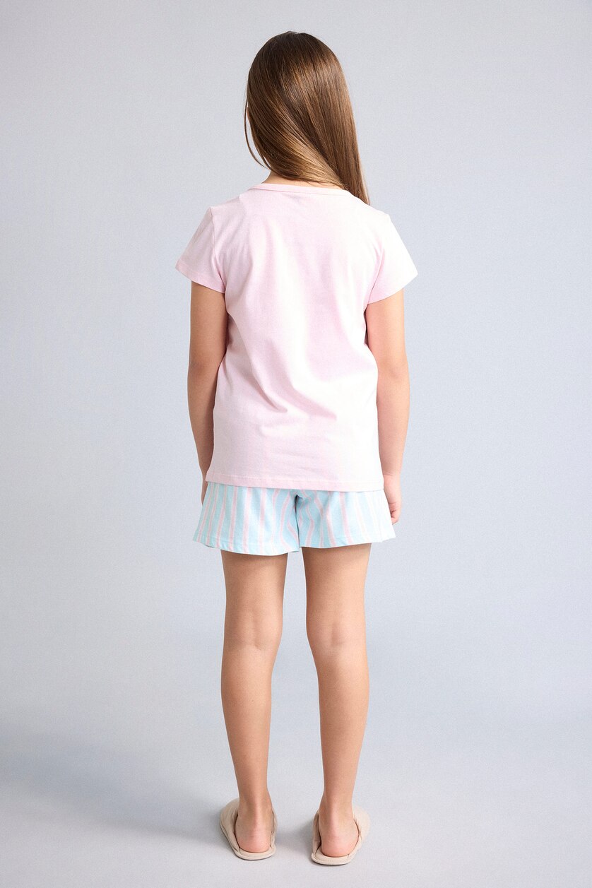 Young Girls - Teen Girls Light Pink 2 piece Relax Fit Disney Lilo & Stitch Knitted Pyjamas
