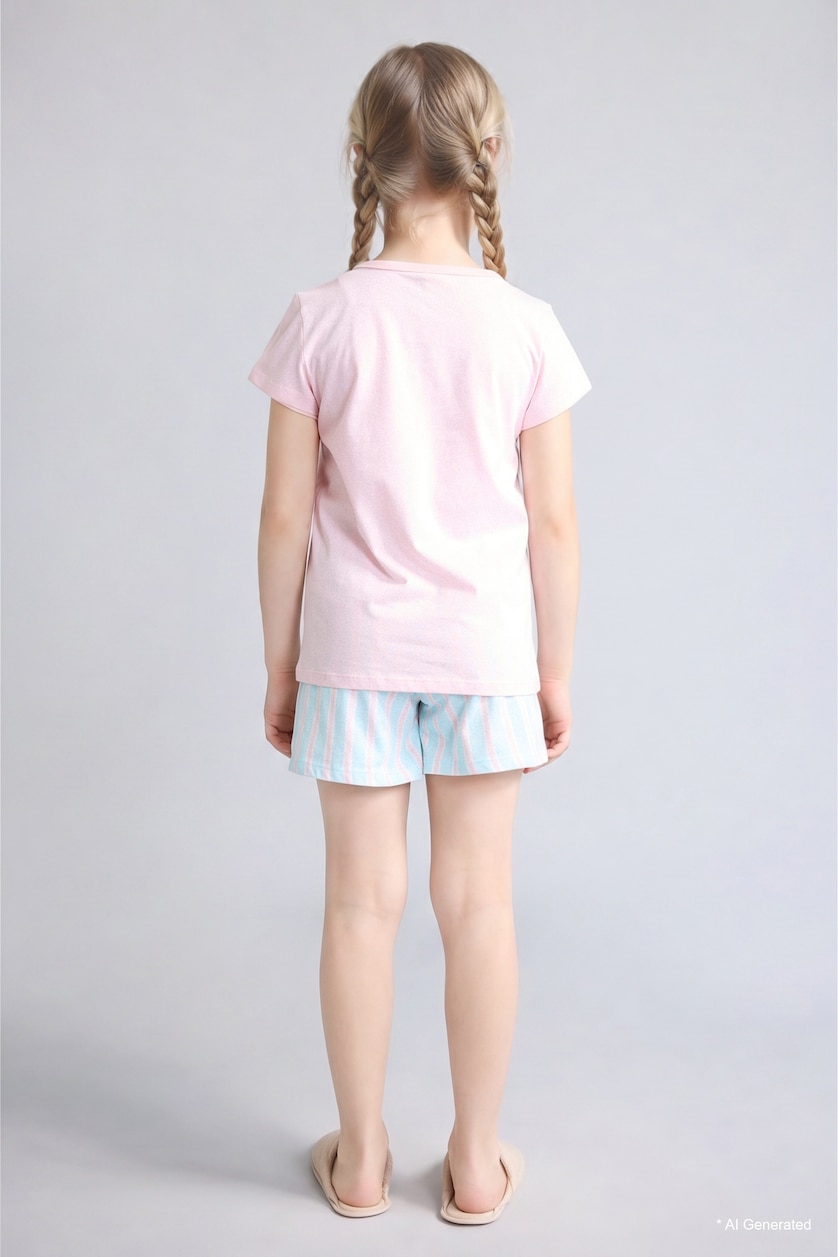 Girls & Teens Light Pink 2 piece Relax Fit Disney Lilo & Stitch Knitted Pyjamas