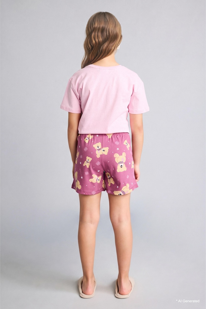 Young Girls - Teen Girls Pink Girl 100% Cotton Kpop - Demon Hunters Relax Fit 2 Piece Pyjama Set