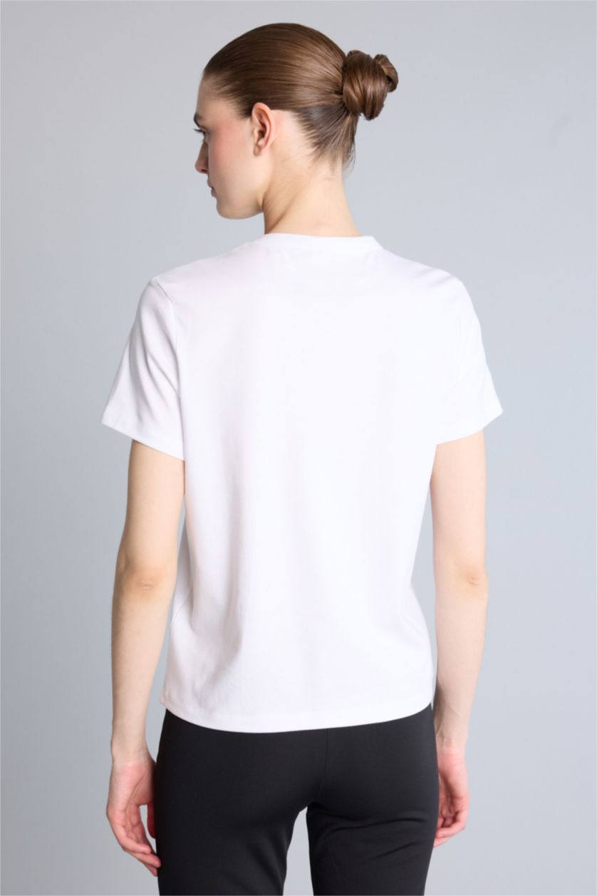 Women White Standard Fit Cotton Short Sleeve T-Shirt