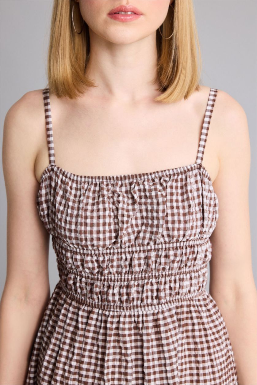 Women Dark Brown Wowen Fabrics Maxi Dress