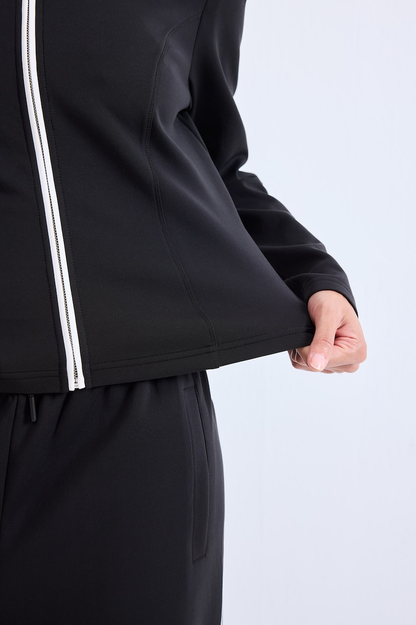 Women Black Standard Fit Scuba Fabric Cardigan