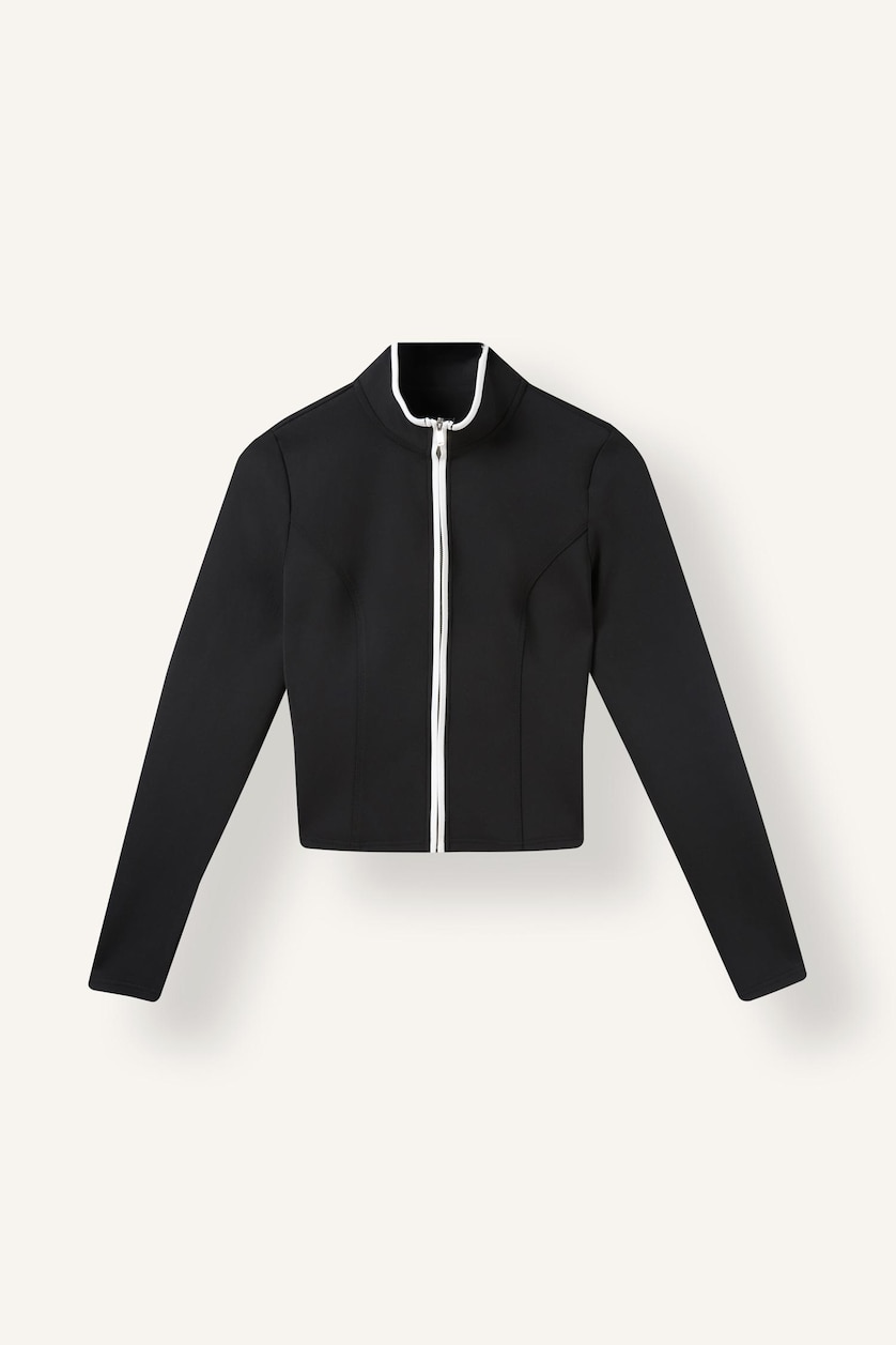 Women Black Standard Fit Scuba Fabric Cardigan