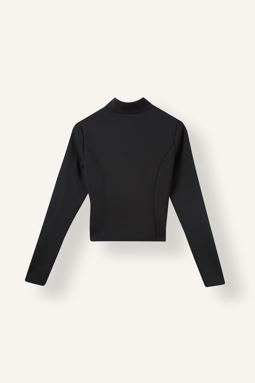 Women Black Standard Fit Scuba Fabric Cardigan