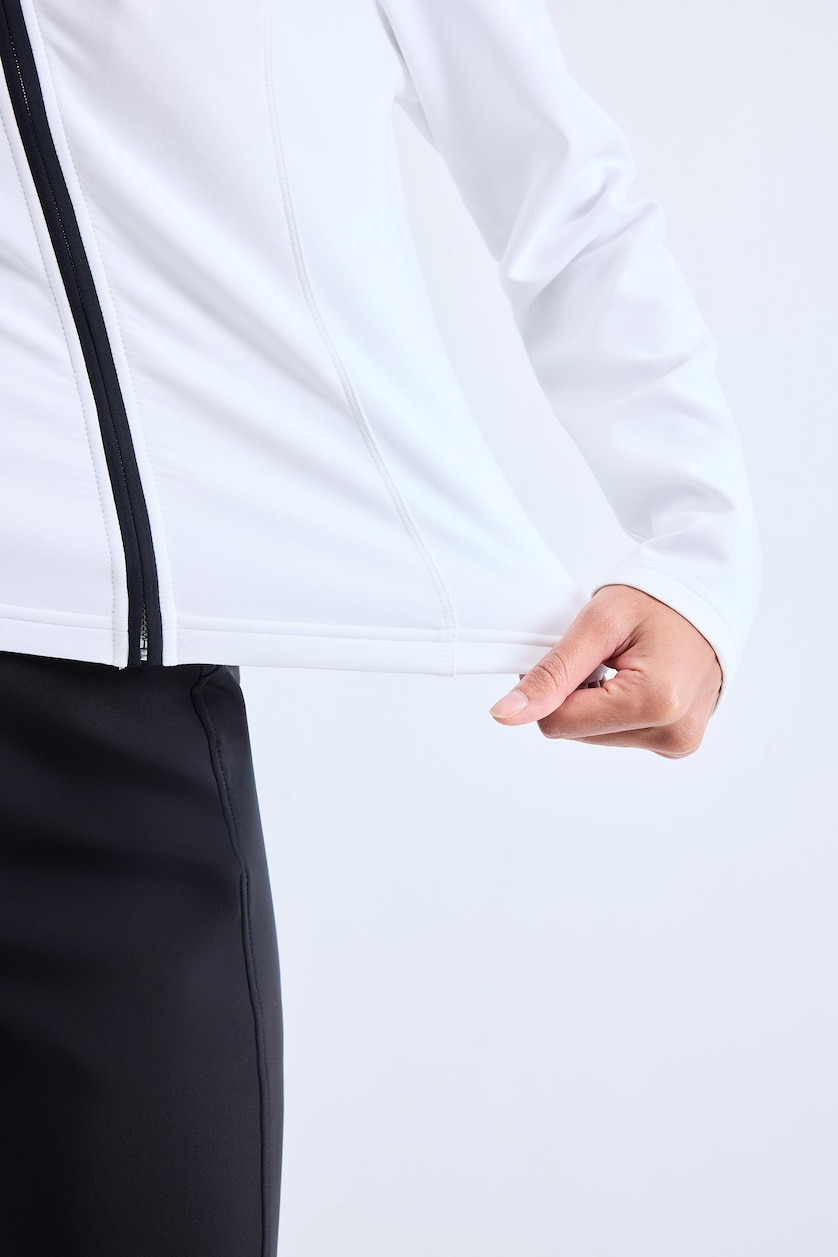 Women White Standard Fit Scuba Fabric Cardigan