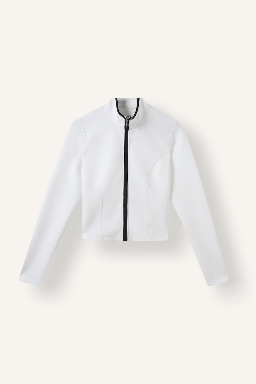 Women White Standard Fit Scuba Fabric Cardigan
