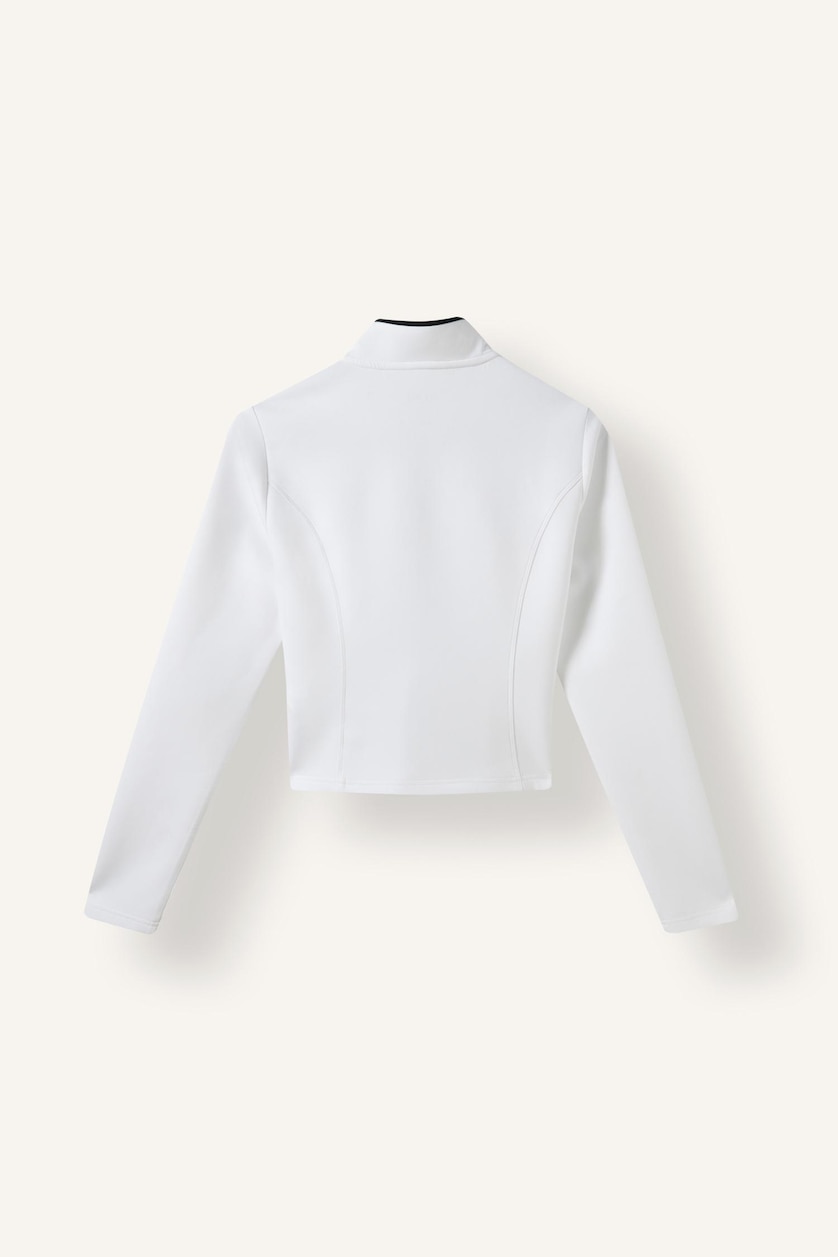 Women White Standard Fit Scuba Fabric Cardigan