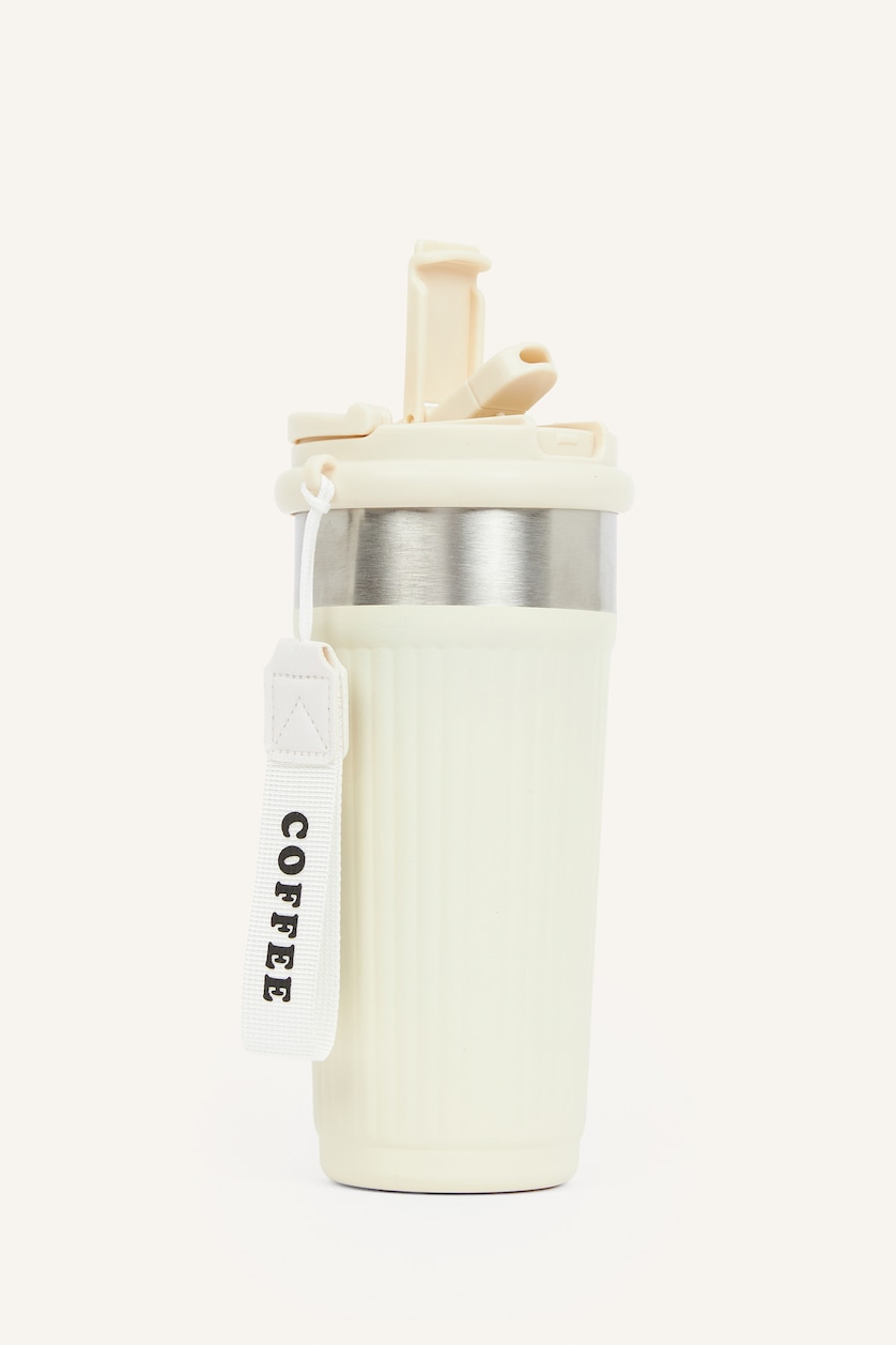 Erkek Bej Unisex Askılı 600 ML Termos