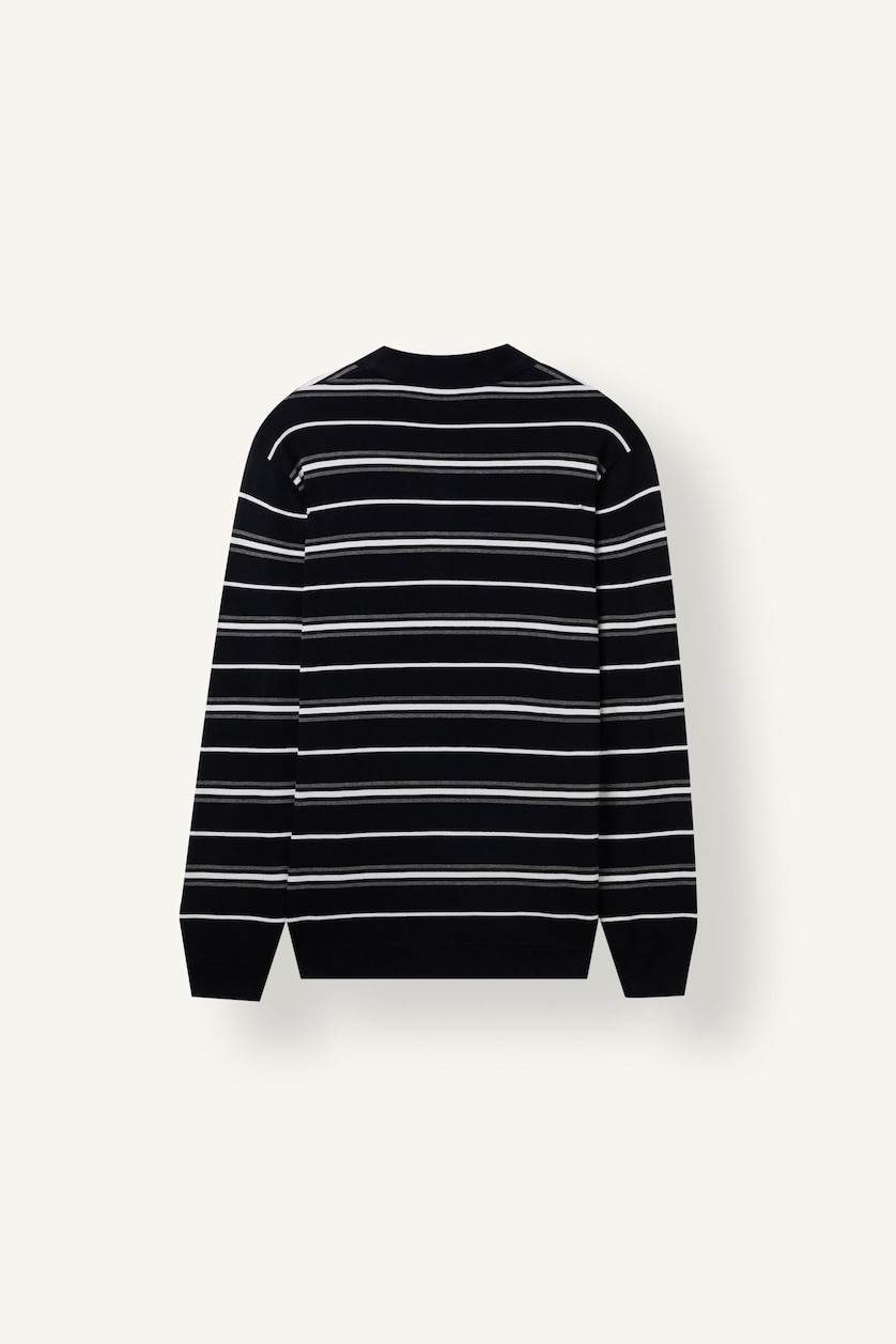 Men NAVY Polo Collar Knitwear Pullover
