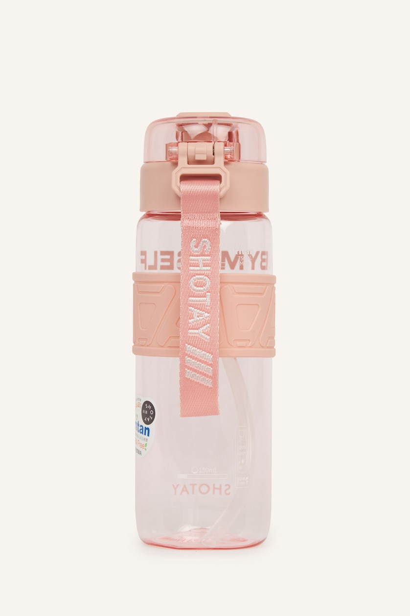 Kadın Pembe Baskılı Kilit Kapaklı Matara Unisex