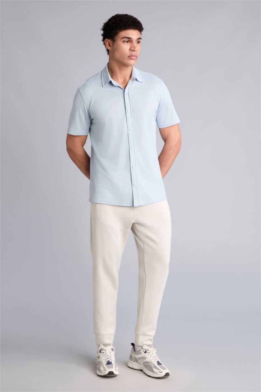 Erkek Dull-Light Blue Standart Fit Kısa Kollu Gömlek
