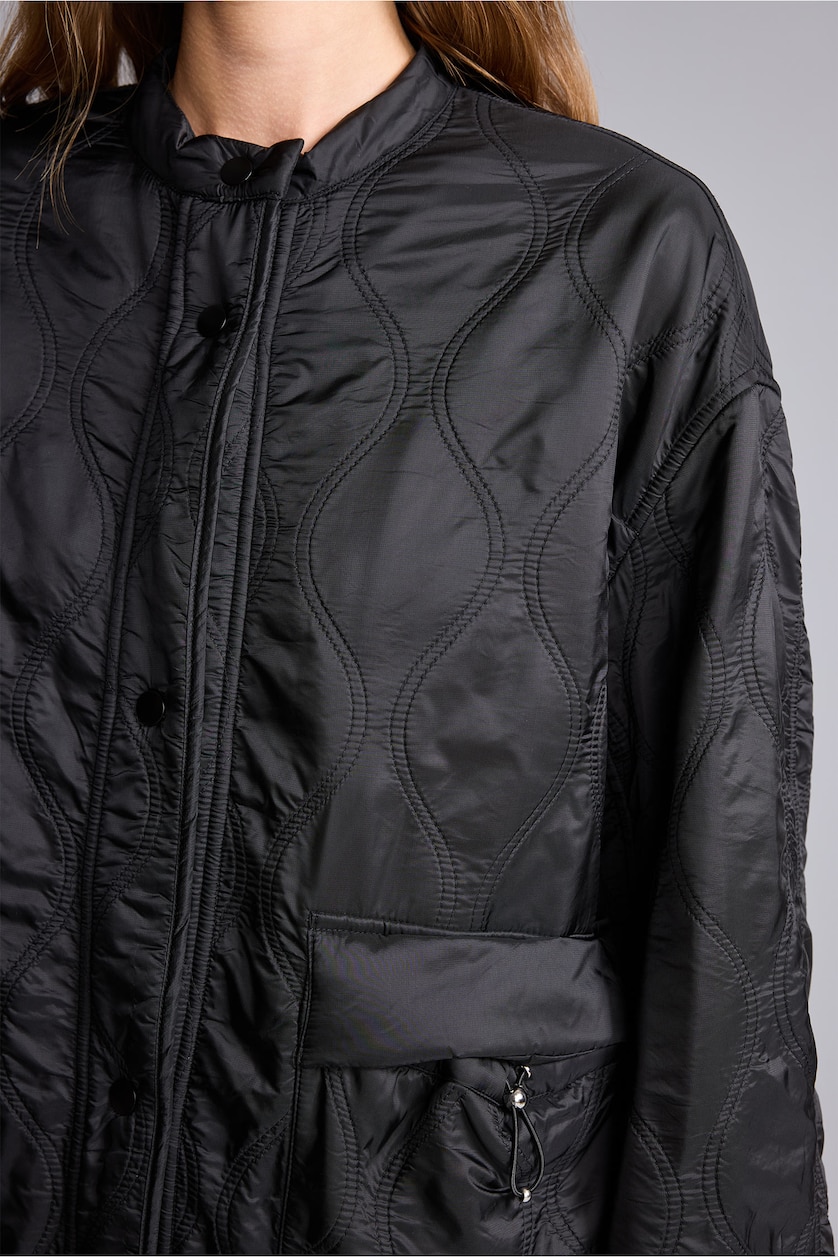 Kadın Siyah Relaxed Fit Leopar Desenli Mont