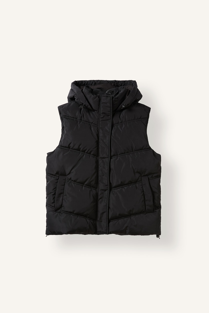 Kadın Siyah Regular Fit Kapüşonlu Şişme Yelek